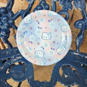 1999 Hello Kitty Ceramic Plate with Floral Design 6" x 6"